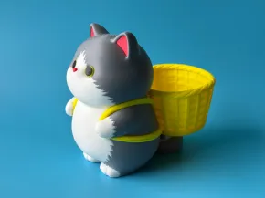治愈系摆件：小猫背竹篓