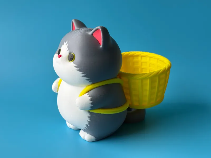 治愈系摆件：小猫背竹篓