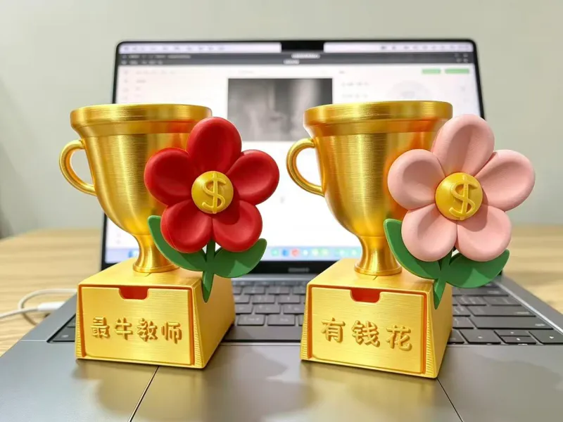 最牛教师有钱花奖杯收纳笔筒