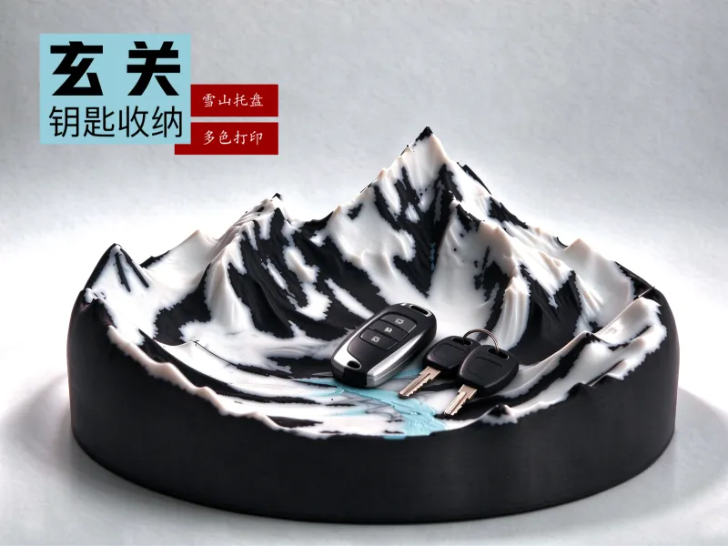 雪山主题玄关收纳盘钥匙收纳冰川多色打印i8K3必打