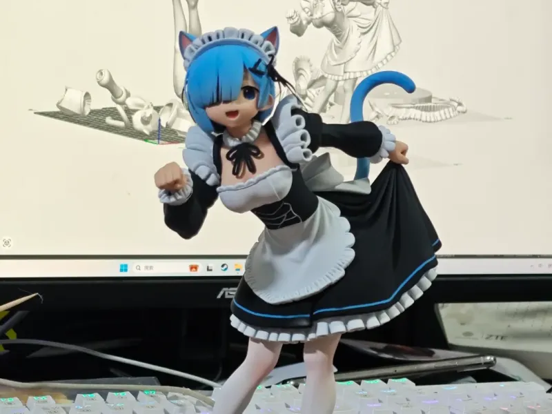 《Re：从零开始的异世界生活》雷姆 猫娘 站姿手办 高22cm 已分件 易上色