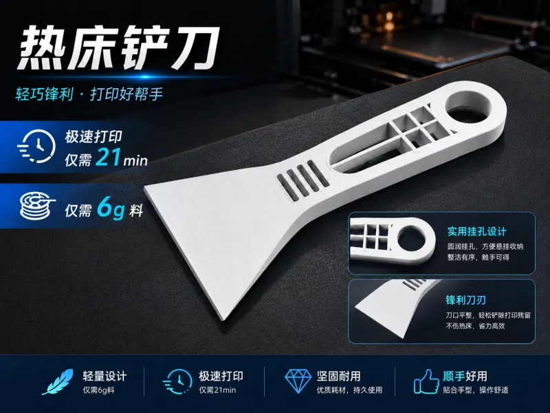 热床铲刀 轻量省料｜仅需6g料 极速打印｜仅需21min