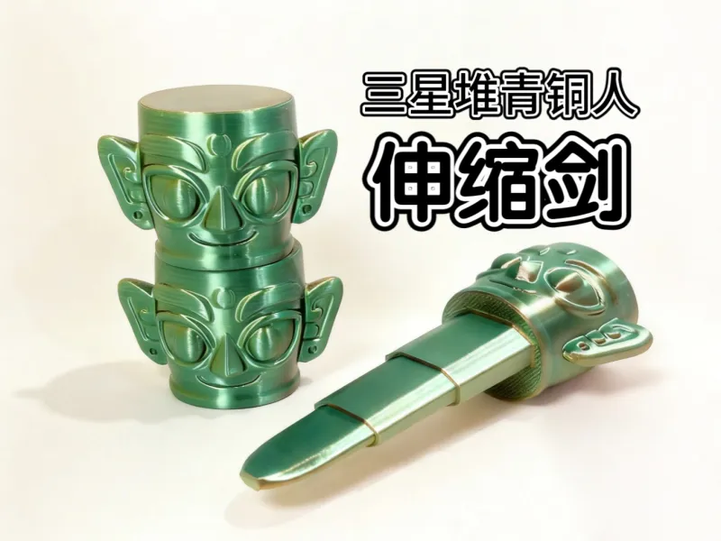 三星堆青铜小人伸缩剑