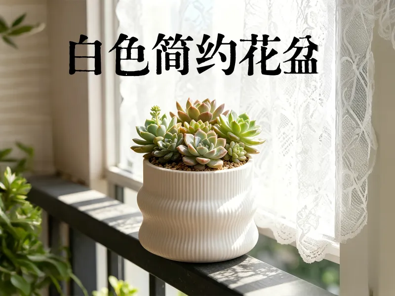 白色简约花盆-创想