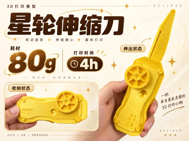星轮伸缩刀｜转动星轮，体验机械联动