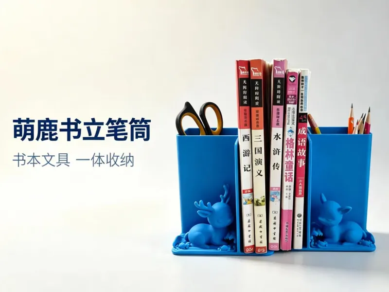 萌鹿书立笔筒