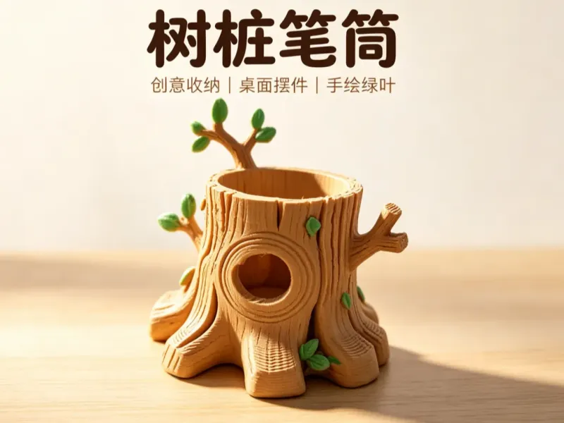 树桩笔筒