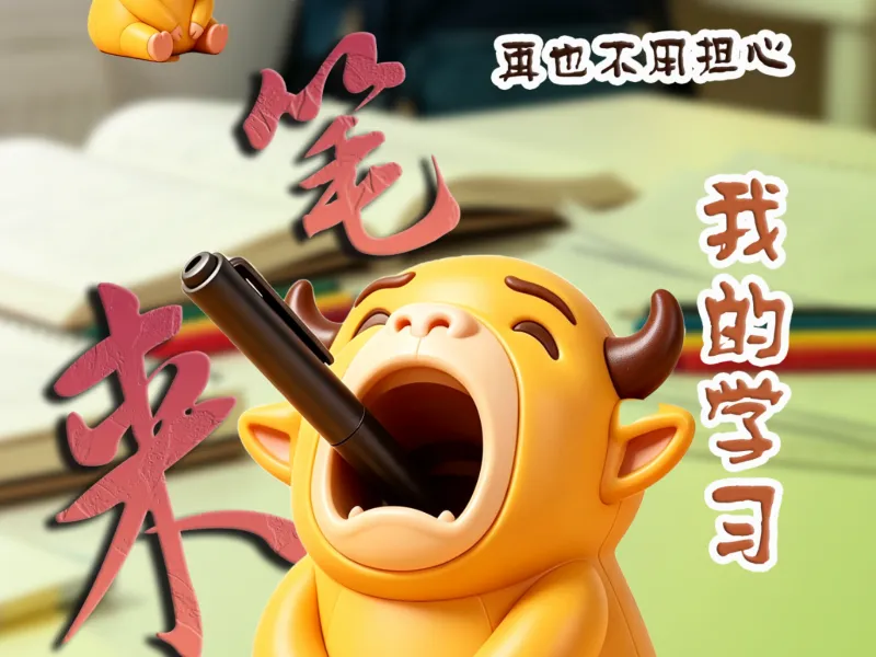 牛来笔筒