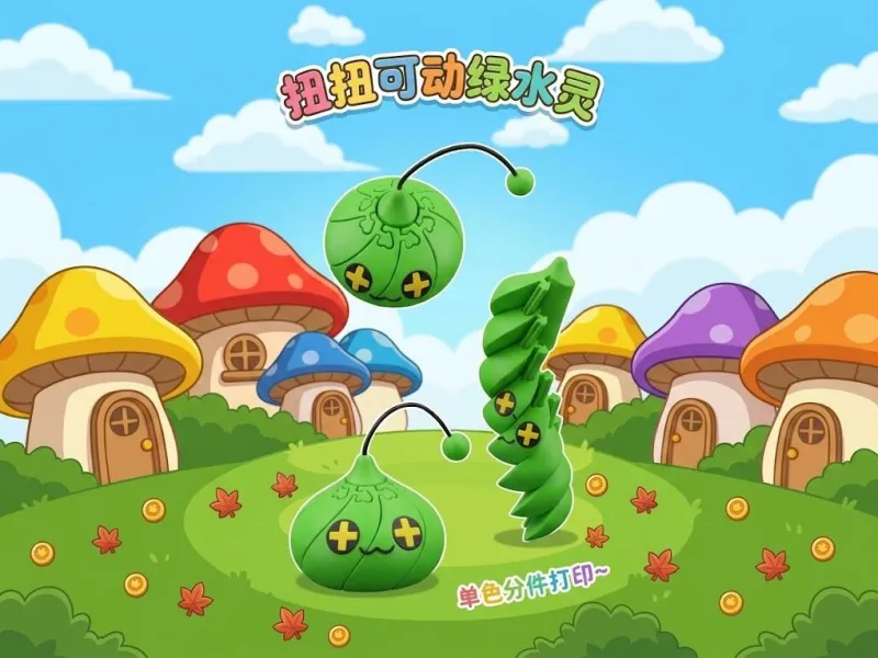 【解压神器】扭扭绿水灵-单色分件打印