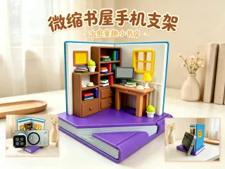 微缩书屋手机支架 童趣手机支架