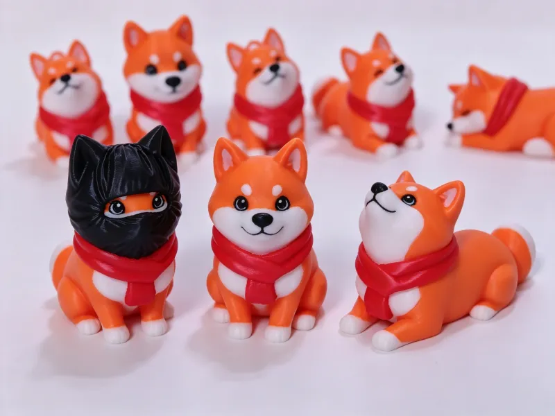 Q版红围巾柴犬摆件