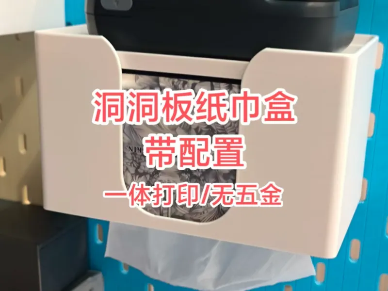 洞洞板纸巾盒，带配重，无五金，一体打印。
