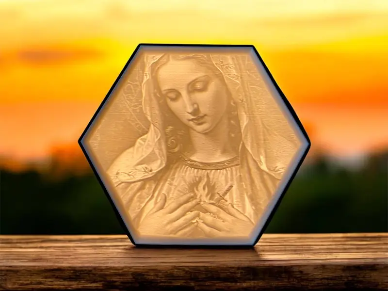 Hexagon Lamp LED RGB - Jesus - Gott - Heilige Maria 001