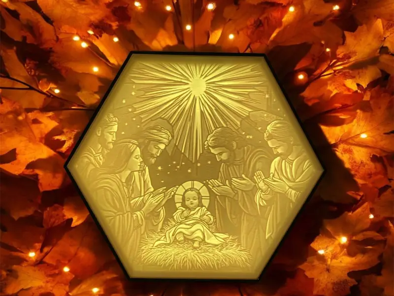 Hexagon Lamp LED RGB - Jesus - Gott - God 002
