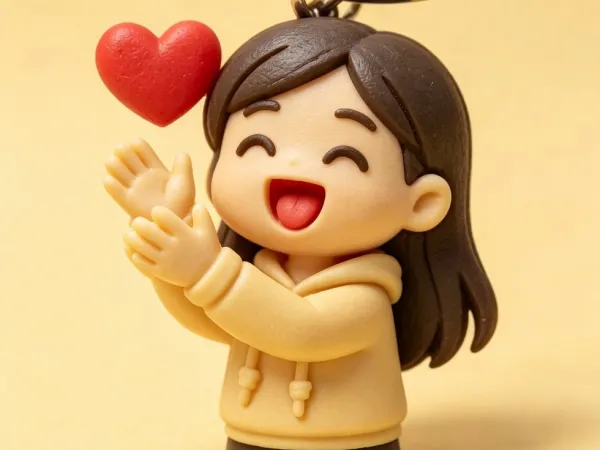 女孩送爱心