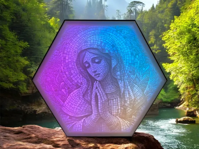 Hexagon Lamp LED RGB - Jesus - Gott - Heilige Maria 003