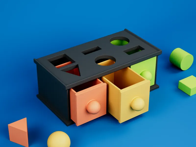 Interactive Montessori Shape Sorter Toy with Storage Drawers