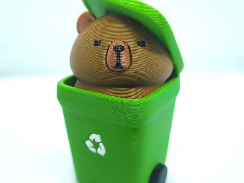 Kawaii Capybara in Dustbin